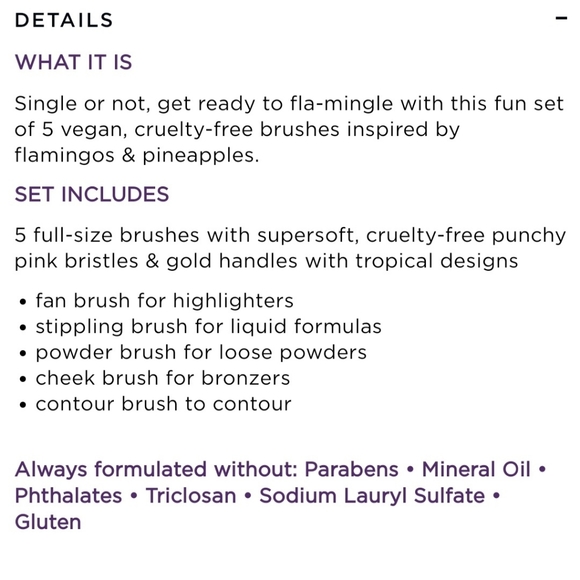 NEW🌺Tarte Flamingo MakeUp Brush Set - Picture 5 of 5